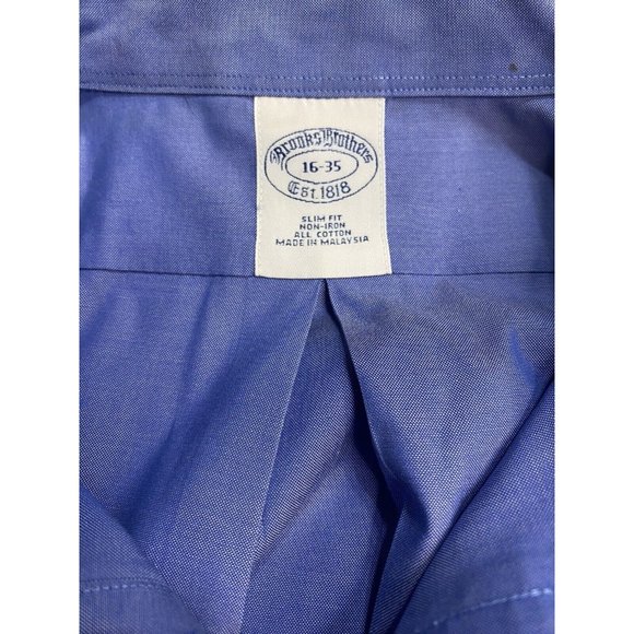 Brooks Brothers Button Up Dress Shirt Men Size 16-35 Blue Slim Fit Cotton - Picture 4 of 4